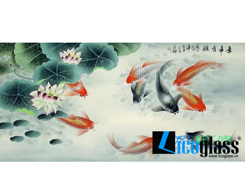TRANH KÍNH SEN CÁ LCG15