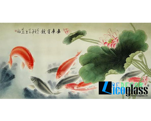 TRANH KÍNH SEN CÁ LCG14