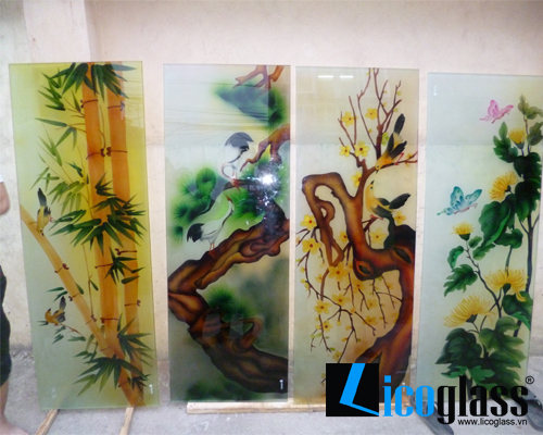 Thi công tranh kính treo tường tùng-cúc-trúc-mai 2