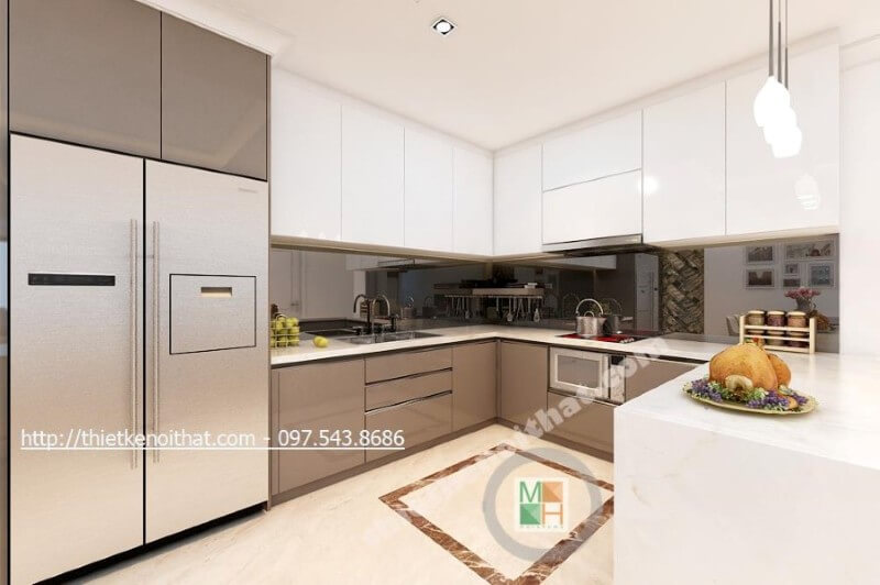 Kính ốp bếp phòng bếp đẹp, ấn tượng