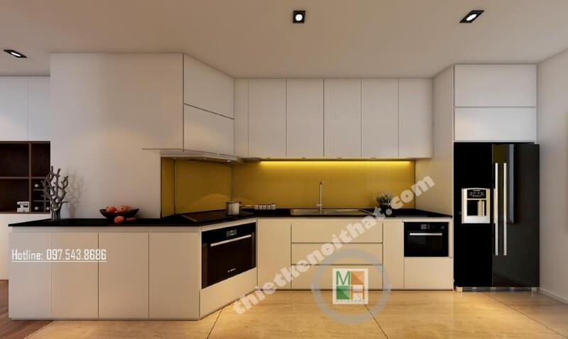 Kính ốp bếp phòng bếp đẹp, ấn tượng