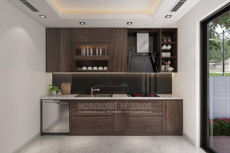 Kính ốp bếp phòng bếp đẹp, ấn tượng