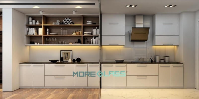 Kính ốp bếp phòng bếp đẹp, ấn tượng