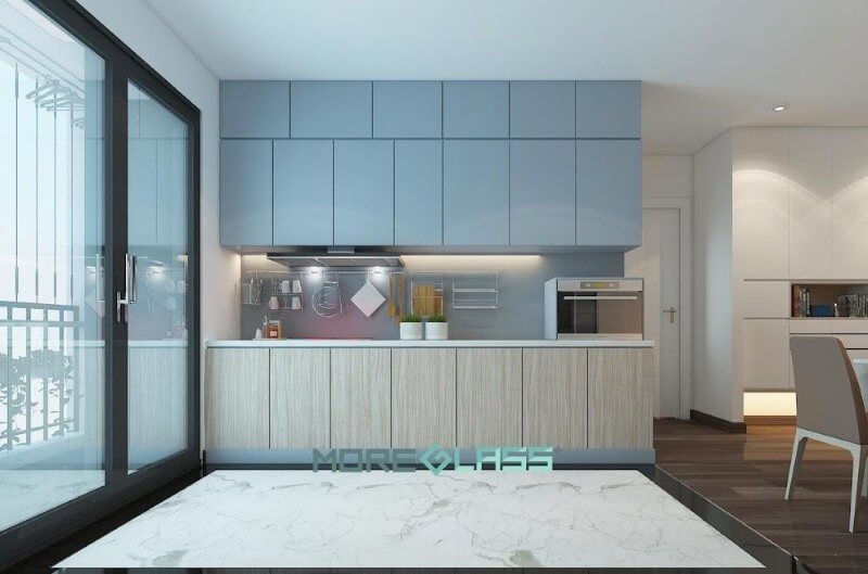 Kính ốp bếp phòng bếp đẹp, ấn tượng
