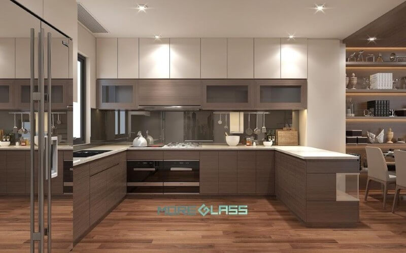 Kính ốp bếp phòng bếp đẹp, ấn tượng