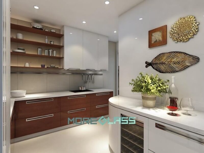 Kính ốp bếp phòng bếp đẹp, ấn tượng