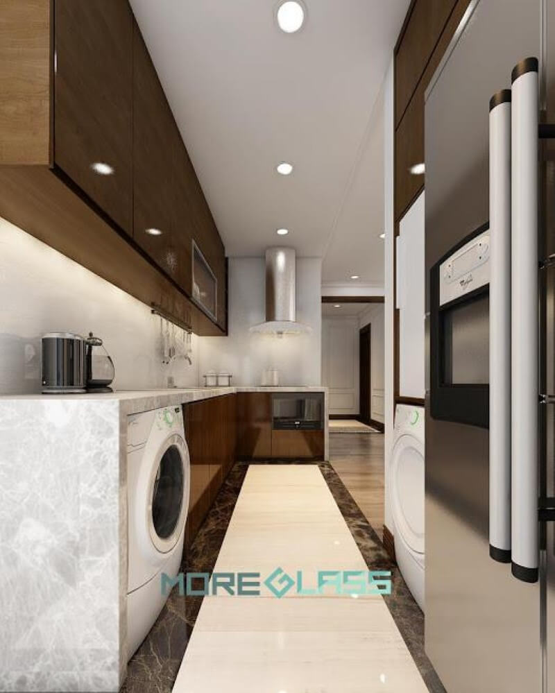 Kính ốp bếp phòng bếp đẹp, ấn tượng