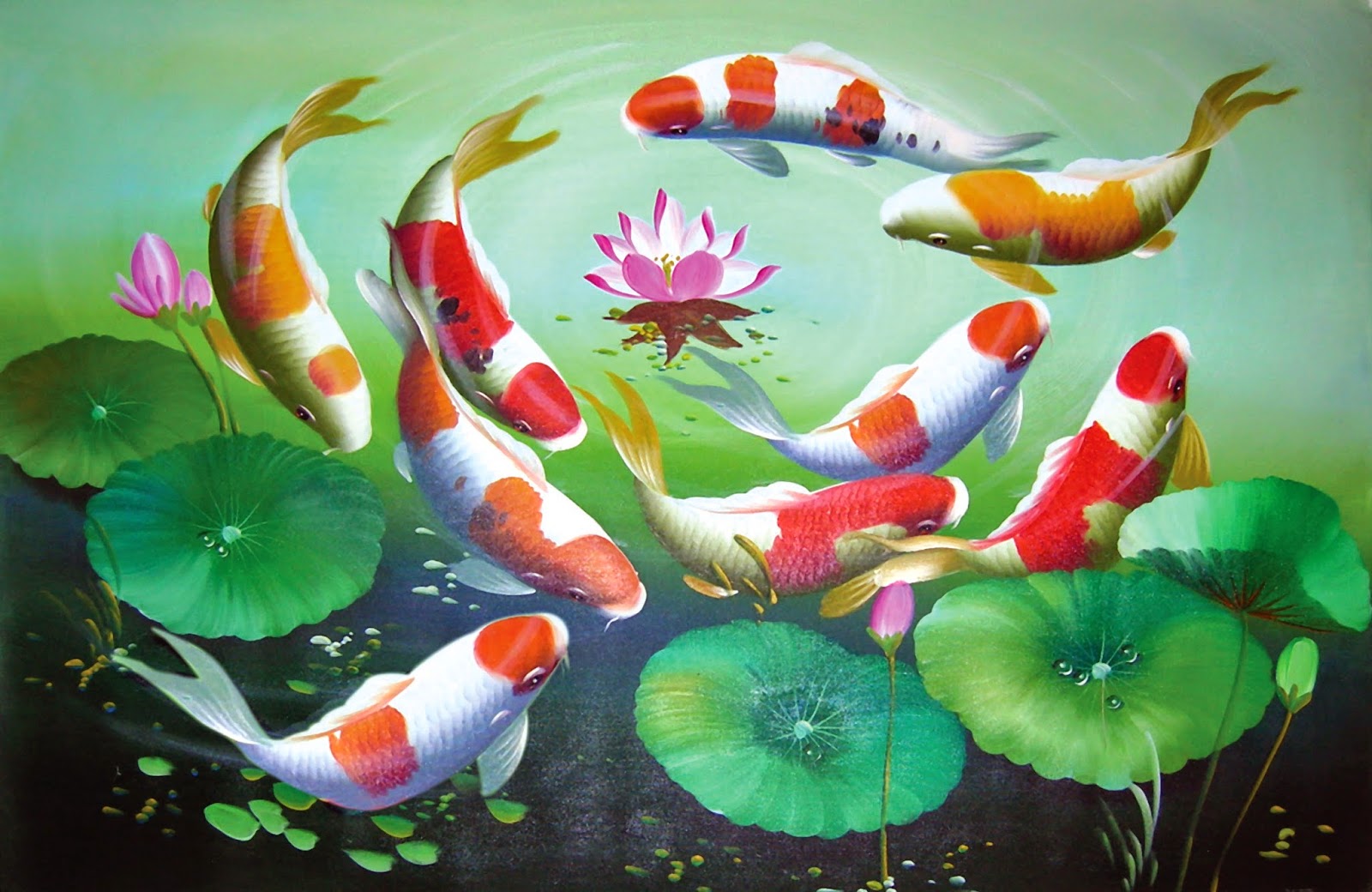 Tranh kính cửu ngư cho người tuổi Dậu image003
