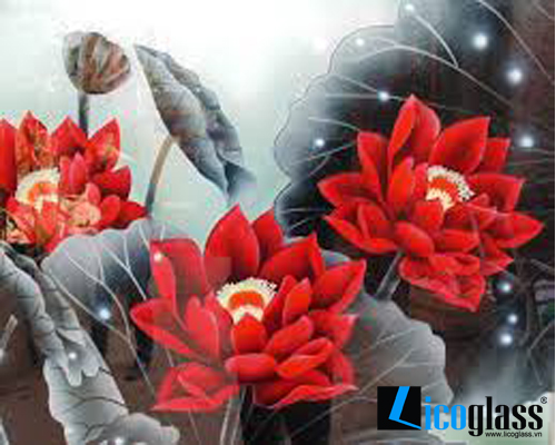 12 mẫu tranh kính hoa sen đẹp cho phòng khách nhà bạn