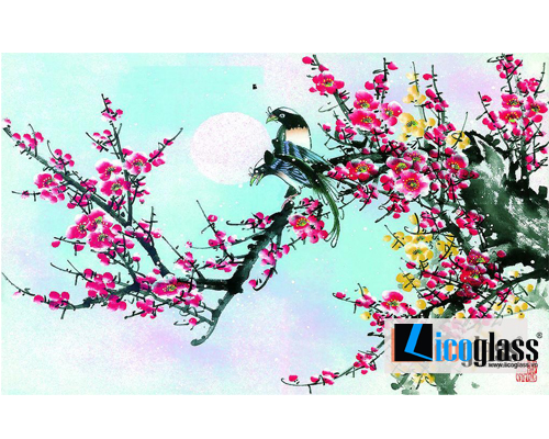 Tranh kính hoa đào – tinh hoa tranh kính nghệ thuật