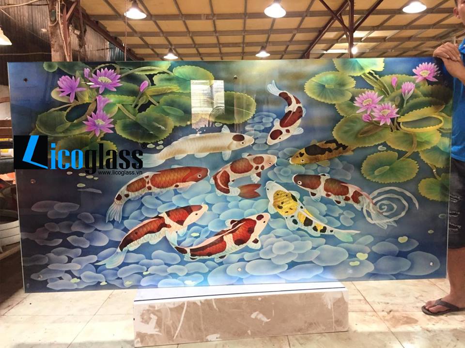 Tranh kính hoa sen Tranh kính hoa sen