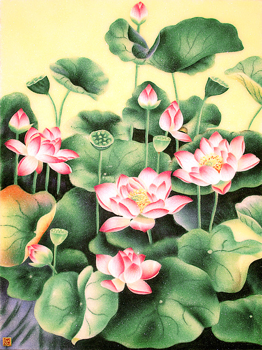 Tranh kính hoa sen