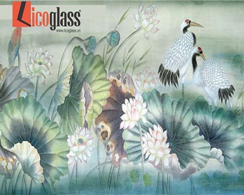 Tranh kính chim hạc Tranh kính chim hạc